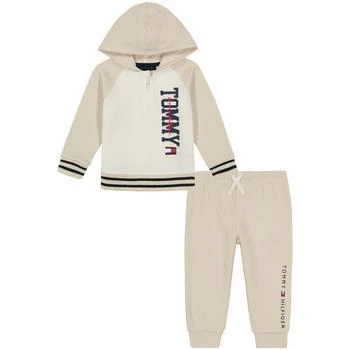 Tommy Hilfiger | Baby Boys Neutral Raglan Sleeve 1/4-Zip Hoodie Sweatsuit, 2 Piece Set 