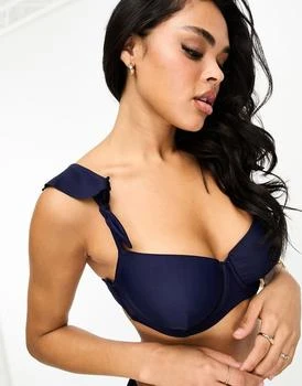 Hunkemoller | Hunkemoller paramaribo underwire bikini top in admiral navy,商家ASOS,价格¥251