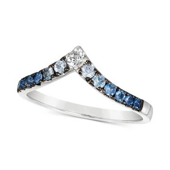 Le Vian | Denim Ombré (1/3 ct. t.w.) & White Sapphire (1/10 ct. t.w.) V Ring in 14k White Gold,商家Macy's,价格¥6810