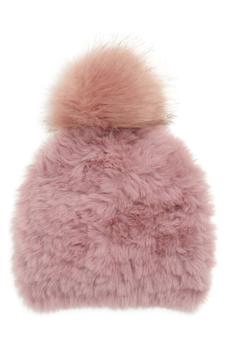 推荐Faux Fur Pom Pom Hat in Blush商品