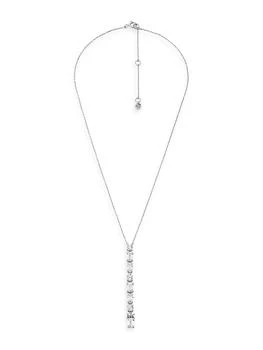 Michael Kors | Rhodium-Plated & Cubic Zirconia Linear Pendant Necklace 