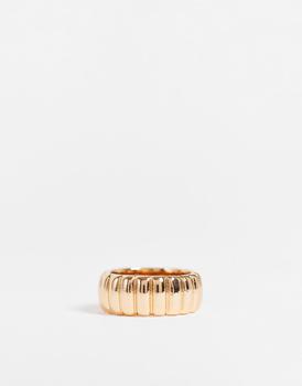 商品ASOS DESIGN ring with ribbed texture in gold tone,商家ASOS,价格¥17图片