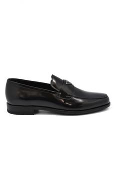 了解prada男鞋, Prada | Luxury Shoes For Men   Black Leather Prada Mocassins With Logo商品图片 9折
