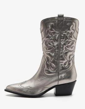 Off The Hook | Off The Hook soho knee leather cowboy boots calf boots in silver,商家ASOS,价格¥640