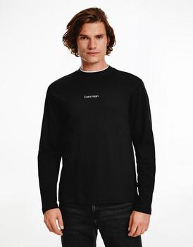 推荐Calvin Klein centre logo long sleeve top in black商品