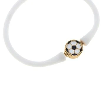 Canvas Style | Enamel Soccer Ball Silicone Bali Bracelet In White,商家Verishop,价格¥203