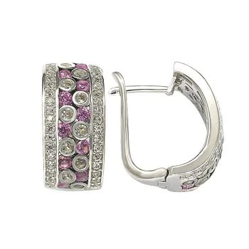 Suzy Levian | Suzy Levian Sterling Silver Pink Sapphire and Diamond Accent Earrings,商家Premium Outlets,价格¥2596