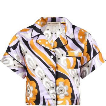 EMILIO PUCCI | Emilio Pucci Multicolor Shirt For Girl With Black Logo商品图片,9.1折