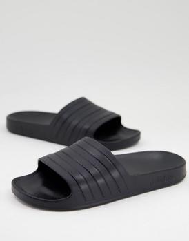 阿迪达斯拖鞋, Adidas | adidas Swim Adilette black stripe sliders in black商品图片 