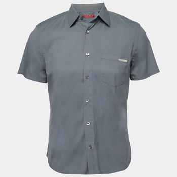 Prada | Prada Grey Cotton Button Front Short Sleeve Shirt L商品图片,满1件减$100, 满减