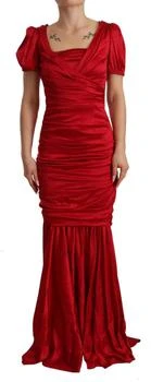 推荐Dolce & Gabbana Red Silk Stretch Sheath Mermaid Gown Dress商品