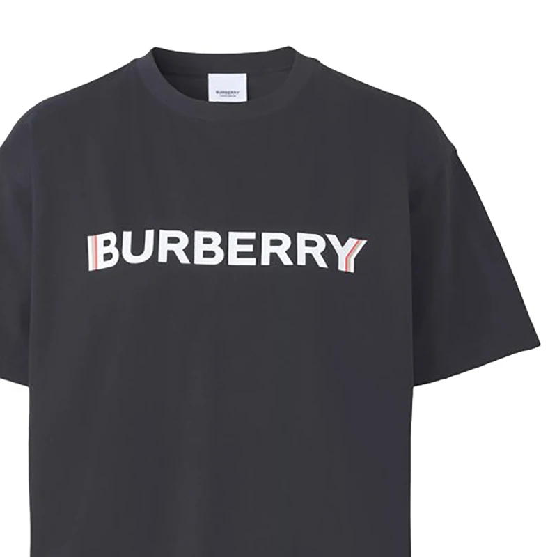 推荐现货BURBERRY/博柏利 男士黑色徽标印花棉质宽松T恤80530101商品