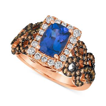 商品Le Vian | Blueberry Tanzanite (1-1/4 ct. t.w.) & Diamond (3/4 ct. t.w.) Braided Halo Ring in 14k Rose Gold,商家Macy's,价格¥11398图片
