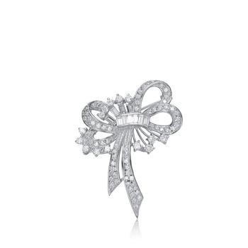 商品Megan Walford Sterling Silver Cubic Zirconia Twisted Ribbon Pin图片