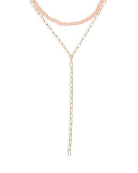 product Two Row Beaded Chain Lariat Necklace, 20" image