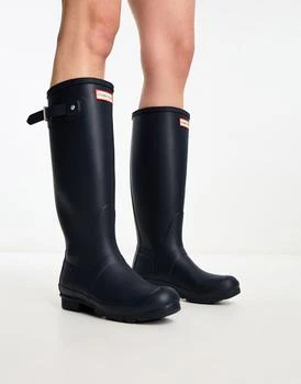 推荐Hunter original tall wellington boots in navy商品