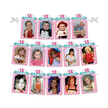 商品Girl 13th Birthday - DIY Birthday Party Decor - Picture Display - Photo Banner图片