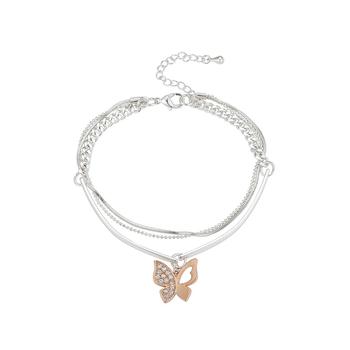 Unwritten | Rose Gold Two-Tone Crystal Butterfly Triple Strand Bracelet商品图片,2.5折