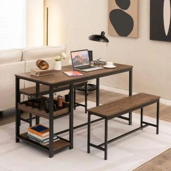 Hivvago | 3 Pieces Dining Table Set for 4 with Wine Rack-Brown,商家Premium Outlets,价格¥1504