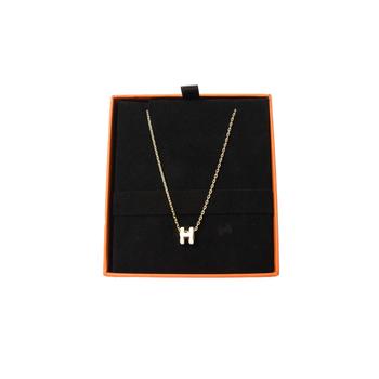推荐Hermes Mini Pop H Necklaces Gold Hardware White商品