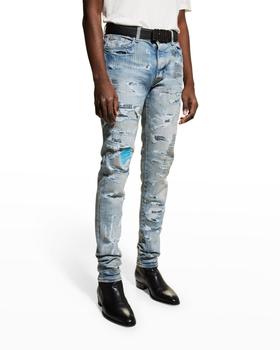 推荐Men's Allover-Repair Destroyed Skinny Jeans商品