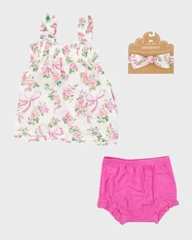Angel Dear | Girl's Coquette Bows Ruffly-Strap Top with Bloomers and Headband, Size 3M-24M,商家Neiman Marcus,价格¥413