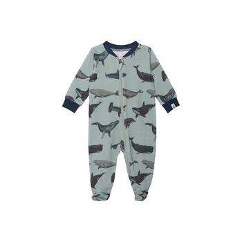 商品Baby Boy Organic Cotton One Piece Printed Pajama Blue Sharks & Whales - Infant图片