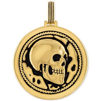 Esquire Men's Jewelry | Skull Disc Pendant in 14k Gold-Plated Sterling Silver, Created for Macy's商品图片,6折×额外8.5折, 额外八五折