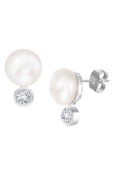 Savvy Cie Jewels | Sterling Silver CZ 8-8.5mm Cultured Pearl Stud Earrings商品图片,2.1折