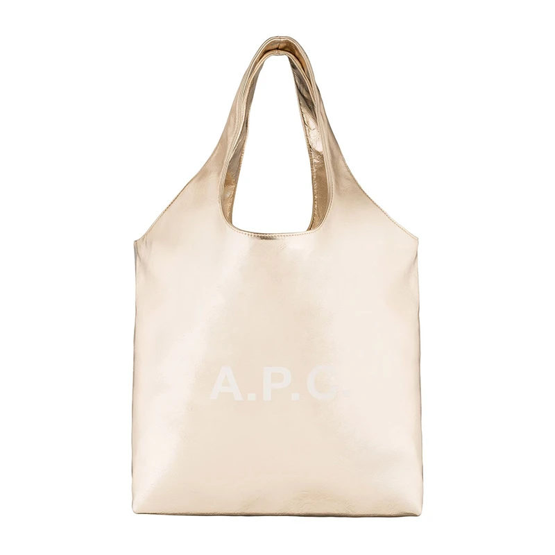 推荐A.P.C Ninon系列男女通用浅金色再生材料皮革效果手提包商品