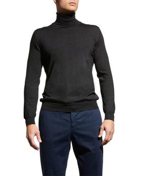 Kiton | Men's Cashmere-Silk Turtleneck Sweater商品图片,