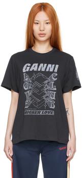 Ganni | Black Organic Cotton T-Shirt商品图片,额外8.5折, 独家减免邮费, 额外八五折
