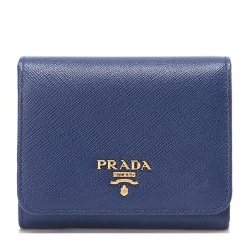 prada包, Prada | Prada 普拉达 女士矢车菊蓝牛皮压纹摁扣零钱包 1MH176-QWA-F0016商品图片 满$100享9.5折, 满折