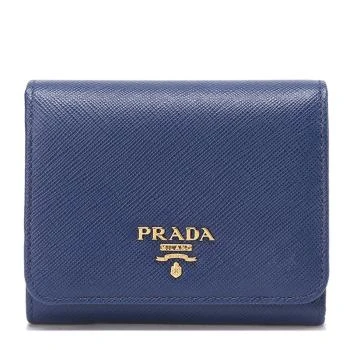 Prada | Prada 普拉达 女士矢车菊蓝牛皮压纹摁扣零钱包 1MH176-QWA-F0016,商家Beyond Italylux,价格¥3133