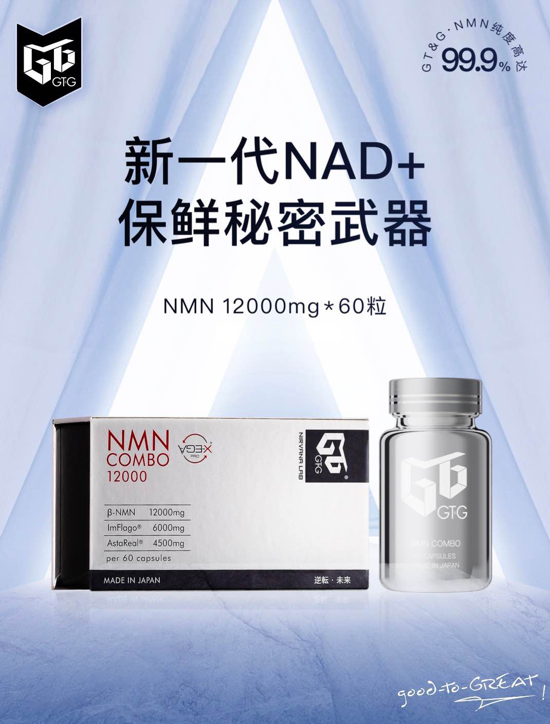 商品GT&G | GTG NMN COMBO 日本进口正品NMN 12000mg胶囊抗疲劳 增强免疫力 逆龄 清除自由基,商家NIRVANA LAB LIMITED,价格¥1934图片