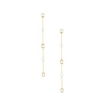 商品Ettika Jewelry | Freshwater Pearl and Glass Linear Drop Earrings,商家Macy's,价格¥322图片