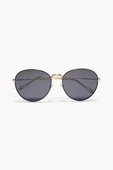 推荐Aviator-style studded gold-tone sunglasses商品