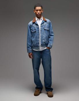 Levi's western shorthorn denim trucker jacket in mid wash – On
