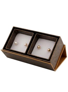 Splendid Pearls | 2 Piece 6mm Pearl & Gold Ball Earring Set商品图片,