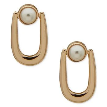 Anne Klein | Gold-Tone Link & Imitation Pearl Open Stud Earrings 独家减免邮费