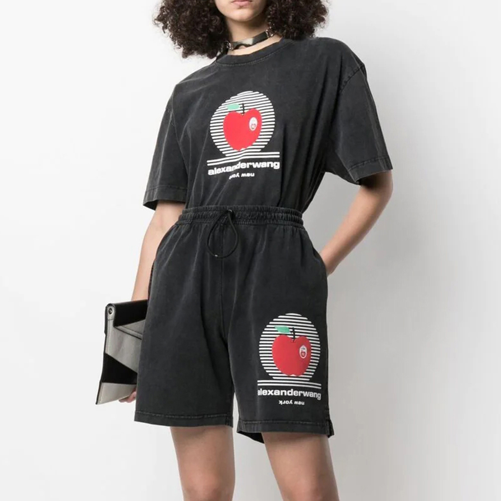 alexander wang attica, Alexander Wang | ALEXANDER WANG 男士黑色苹果印花短裤 UCC2214003-011商品图片 独家减免邮费