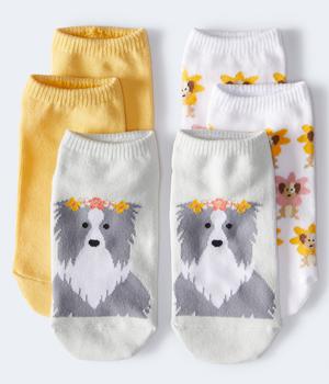 product Aeropostale Women's Flower Crown Collie Ankle Sock 3-Pack image