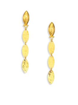 商品Gurhan | Willow 24K Yellow Gold & Sterling Silver Leaf Flake Linear Drop Earrings,商家Saks Fifth Avenue,价格¥12665图片