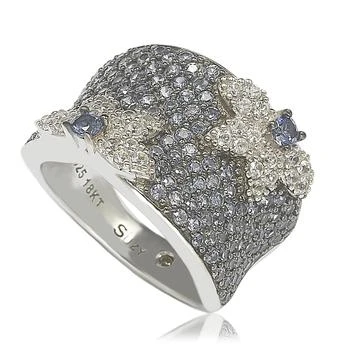 Suzy Levian | Suzy Levian Sapphire & Diamond Accent Sterling Silver Floral Ring,商家Premium Outlets,价格¥1469