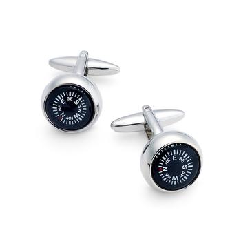 商品Sutton by Men's Silver-Tone Compass Cuff Links图片