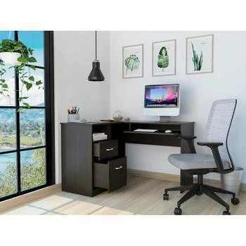 Simplie Fun | Glendale 2-Drawer 1-Shelf L-Shaped Computer Desk Black Wengue,商家Premium Outlets,价格¥3883