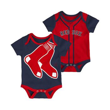 商品Infant Boys and Girls Navy, Red Boston Red Sox Double 2-Pack Bodysuit Set图片