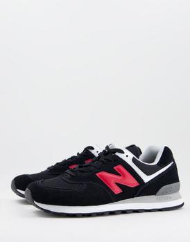 New Balance | New Balance 574 trainers in black and red商品图片,7.9折×额外9.5折, 额外九五折