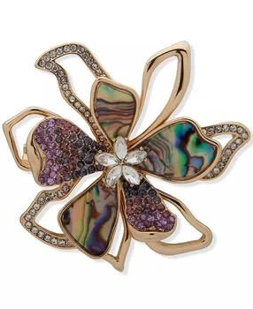 Anne Klein | Gold-Tone Crystal & Stone Flower Pin,商家Macy's,价格¥150