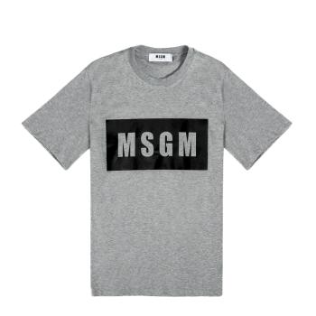 MSGM | MSGM 男士圆领混纺灰色棉质短袖T恤 2440MM67-184296-96商品图片,满$100享9.5折, 满折